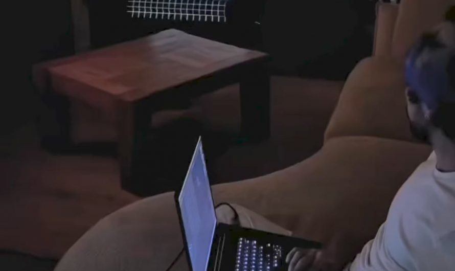 This man doing 3d projection mapping on the table