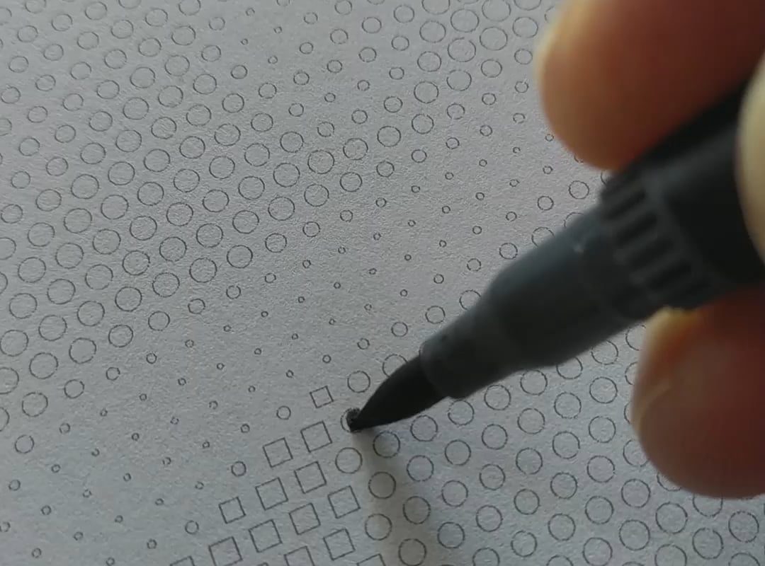 Vermeer's-Girl with pearl earing, made with 3 markers and 3 outlined shapes to fill, dot, diamond, square one per color! Shapes sizes create all the shading per color.