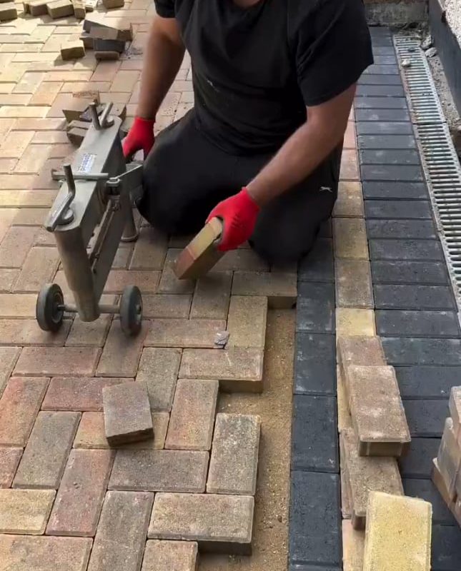 brick cutting and laying at its finest