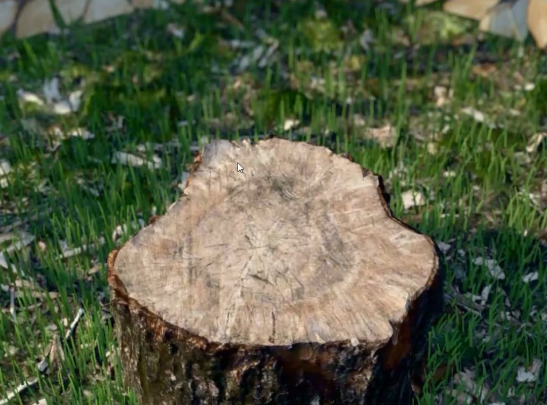 3D scanned my stump and axe and made a satisfying firewood splitting simulator
