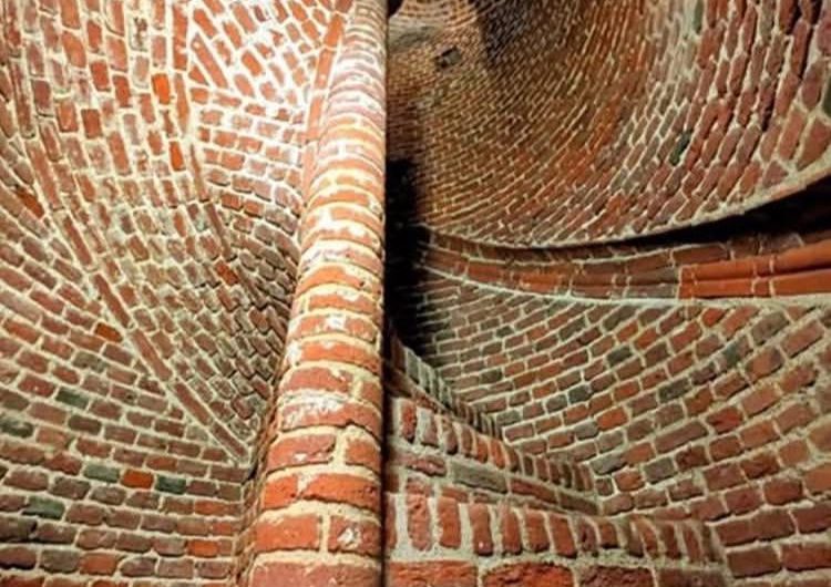 600 year old brick spiral staircase inside the Moot Hall, Maldon , England