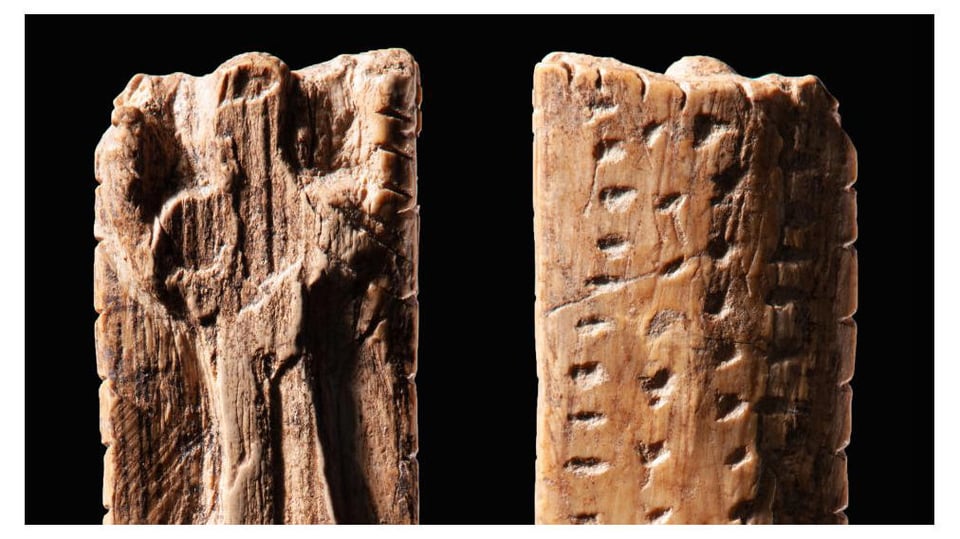 A 40,000–50,000-year-old ivory object found in Germany features markings that might be an early form of writing. Scientists believe the markings don’t represent spoken words but carry some sort of meaning or information and aren’t merely decorative.