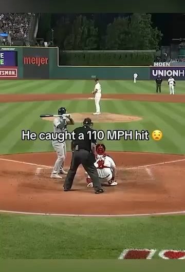 A baseball player caught a 110 MPH hit.