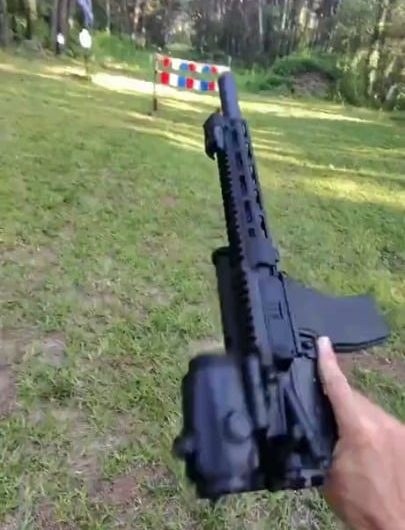 A custom mechanical target setup tuned to play a national anthem when hit with precise shots.