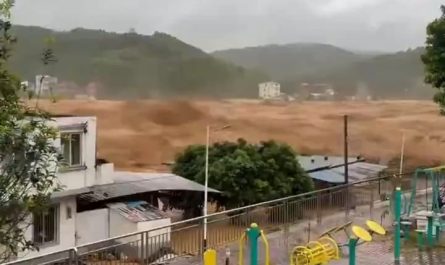 A dam collapsed in China's Guangxi region after heavy rains caused by a typhoon.