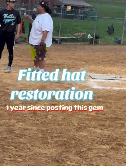 A guy restores an old baseball cap