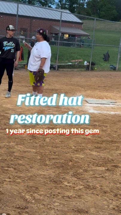 A guy restores an old baseball cap