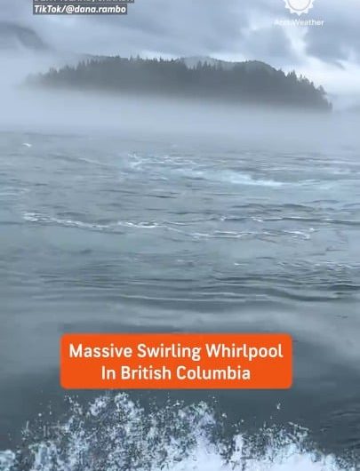 A massive tidal whirlpool known as “Devil’s Hole” in British Columbia
