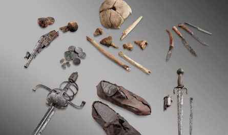 A melting glacier (Theodul) in Switzerland has revealed the artefacts of a wealthy 16th-century traveler. The man was discovered with an expensive sword and dagger....weapons intended more as status symbols than for combat.....along with an early wheel-lock pistol and approximately 200 silver coins.