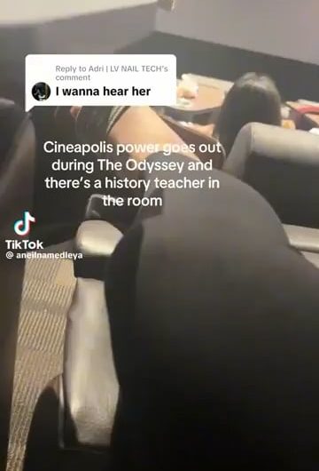 A moment is going viral of an ‘Odyssey’ showing losing power, but a history teacher in the audience was able to pick up where the movie left off and educate the appreciative audience