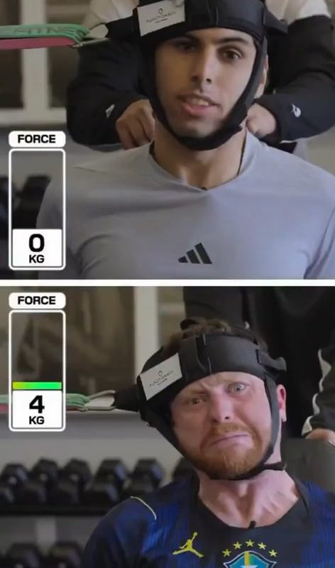 A simple test shows the neck strength of F1 drivers compared to normal people