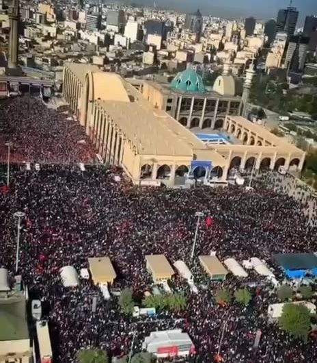 Aerial shots of Tehran as an estimated 9 million turn out to mourn the Late Ayatollah Khamenei