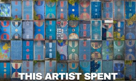 Aerial view of every basketball court in New York