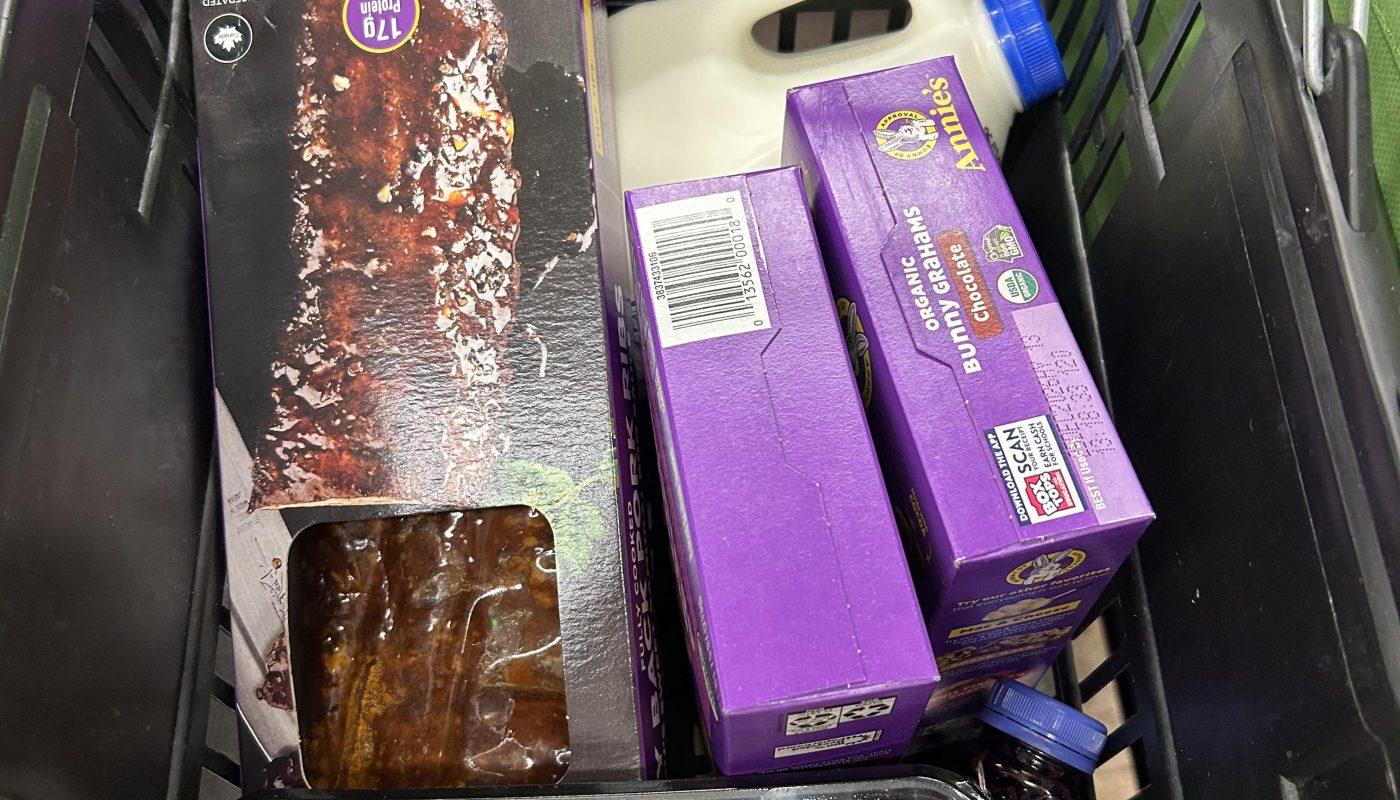 All my groceries were purple