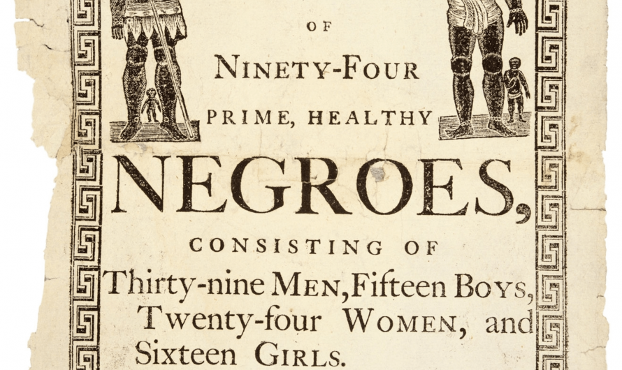 An ad for a slave sale from 1769, South Carolina