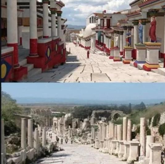 Ancient Greece would have likely looked like this. This is a reconstruction of Curetes Street in ancient Ephesus