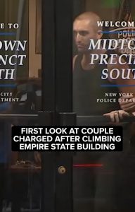Angela Nikolau and Ivan Kuznetsov, the daredevil couple who climbed atop the Empire State Building and got engaged, were escorted outside.