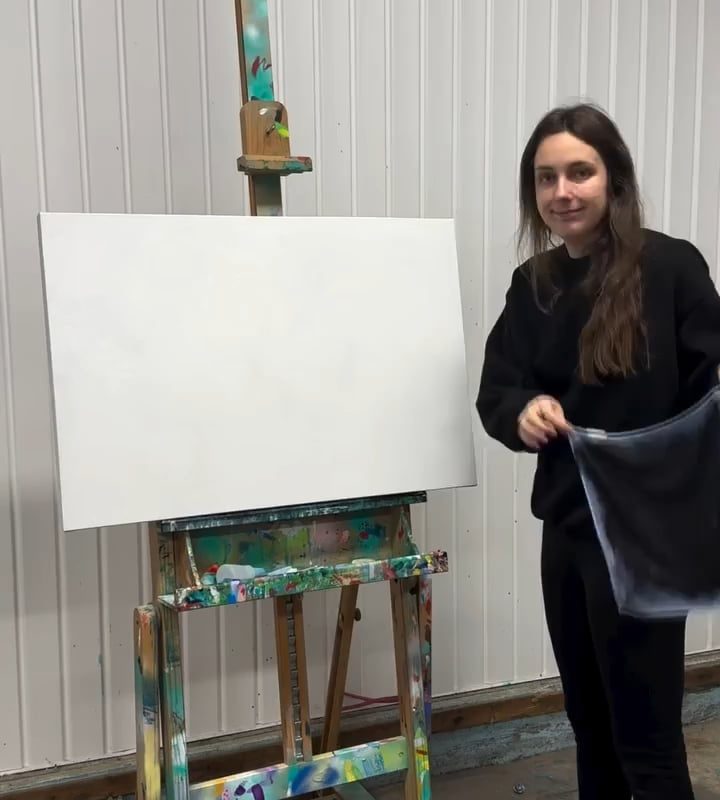 Artist Alex Demers shows one of her painting processes