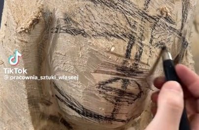 Artist Michał Kulig creates a stunning sculpture from wood.