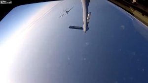 B1-B Lancer refueling in preparation for the Super Bowl LV Air Force Flyover.