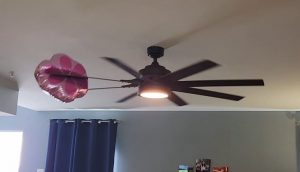 Balloon caught on fan