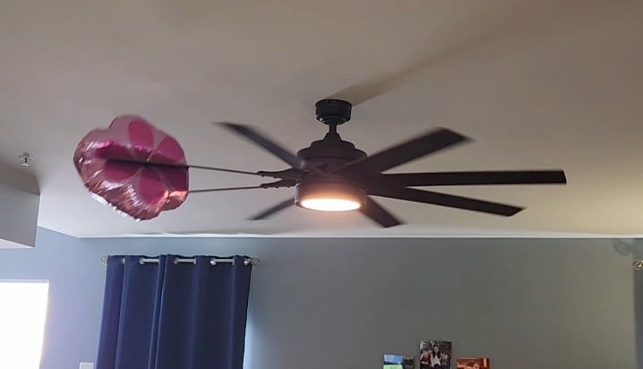 Balloon caught on fan