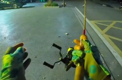 Bro has expert aim with a fishing rod