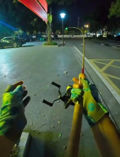 Bro has expert aim with a fishing rod