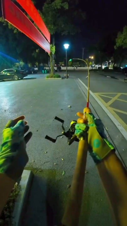 Bro has expert aim with a fishing rod