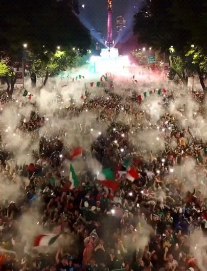 Celebrations in Mexico City after they defeat Ecuador at the World Cup