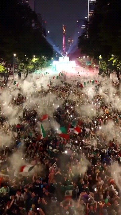 Celebrations in Mexico City after they defeat Ecuador at the World Cup