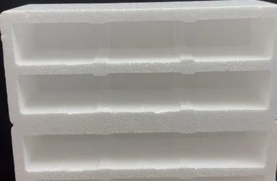 Dropping red hot metal shapes through a polystyrene foam shelf