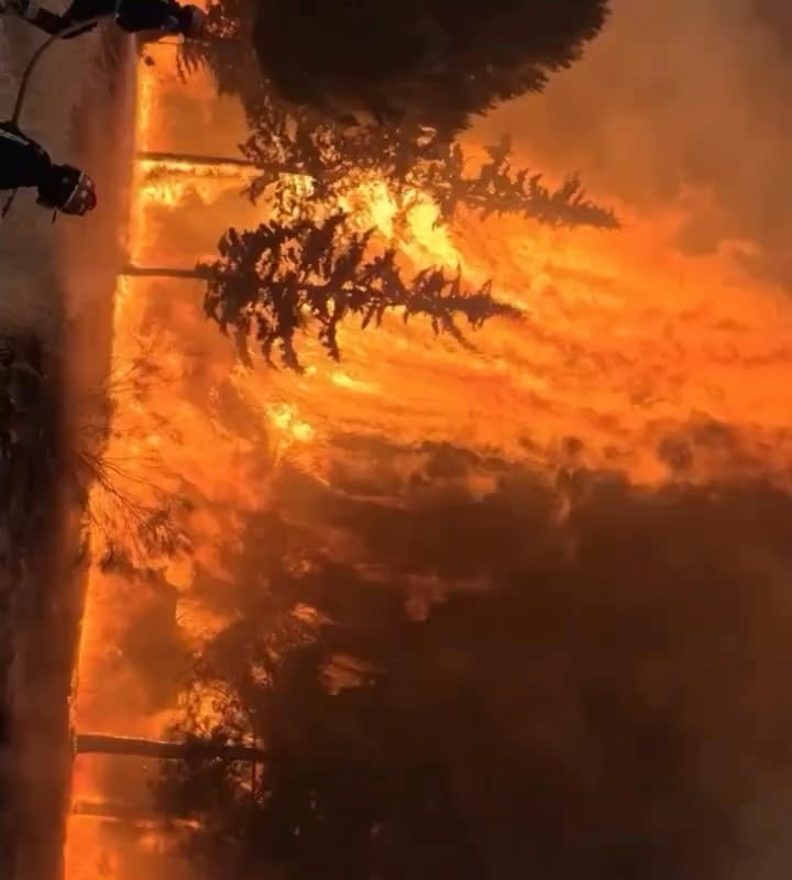 Firefighters in Madrid trying to extinguish a forest fire that is less than 30km/20mi away from the capital of Spain
