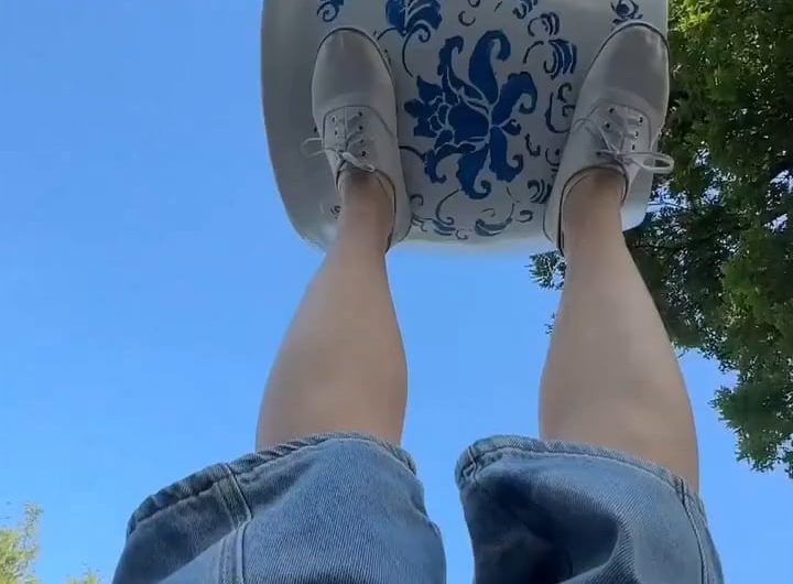 First-person view of Chinese foot juggling