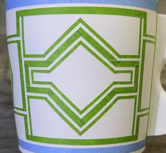 Glazing process for one of my handmade porcelain mugs. (final result at end)