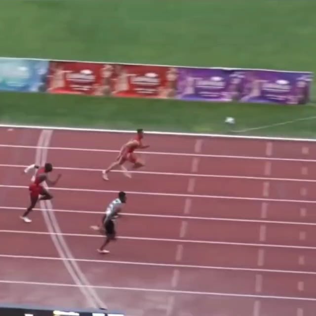 Guy wins running race by flying