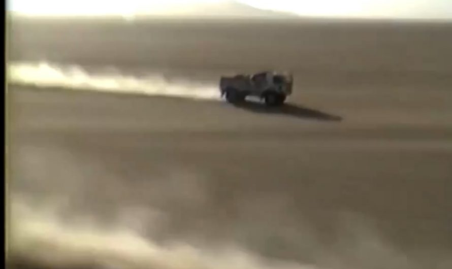 Head-to-head straight-line showdown between a rally truck fitted with two 13L triple-turbo diesel engines and a 400 horsepower Group B rally car with a dry weight of under a ton.