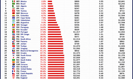 How Many People Could Actually Afford to Watch Their Country at the World Cup? World Cup Unaffordability Index