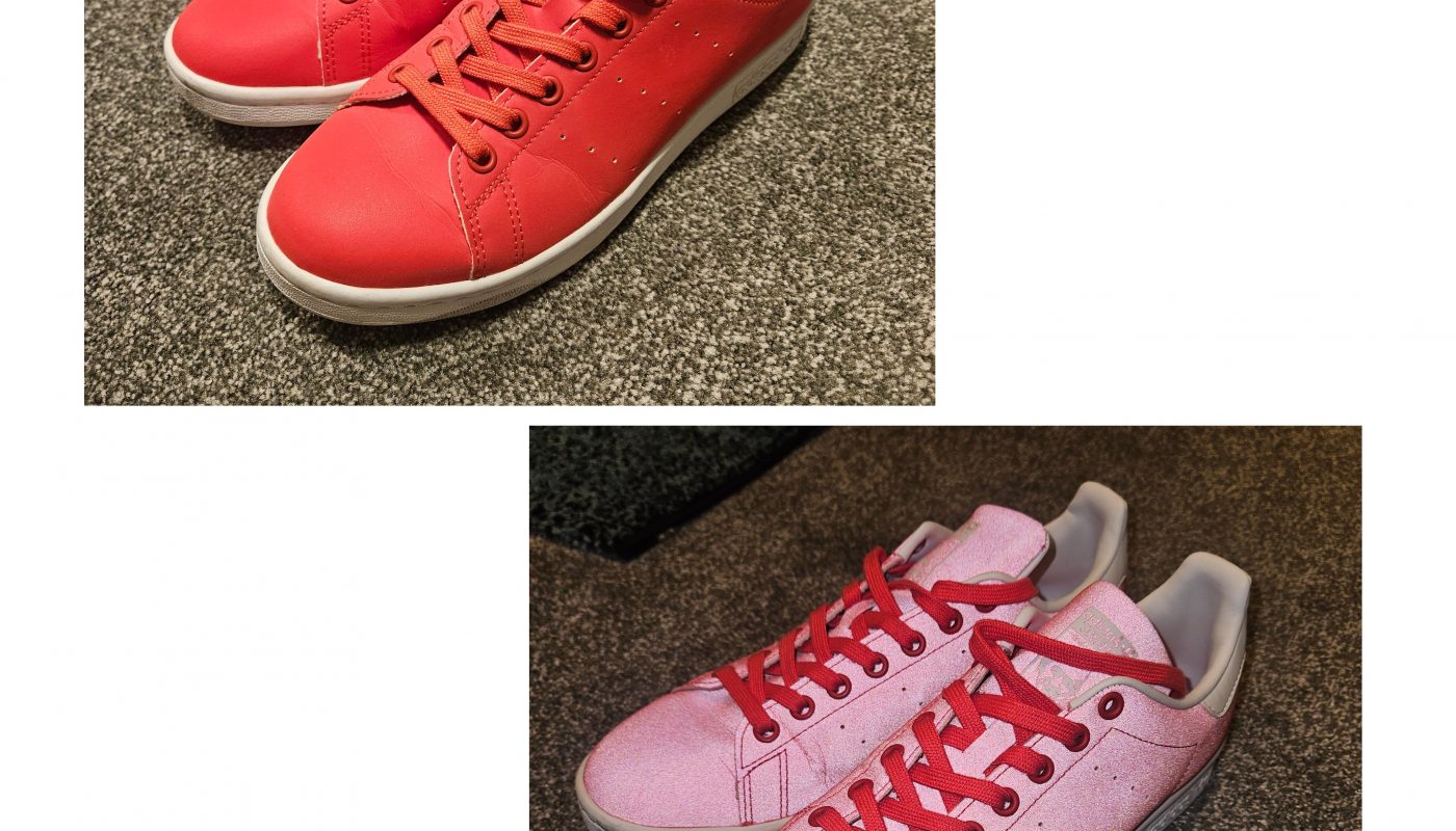 How my trainers react to a camera flash (bottom photo)! - and in person too if light hits them at a certain angle!
