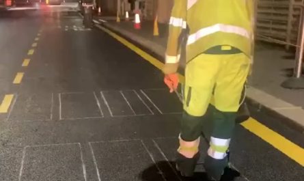 How road lines are painted in the uk