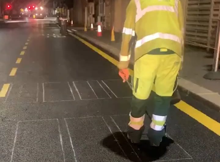 How road lines are painted in the uk