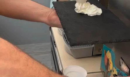 Ice cream decorated to look like pasta
