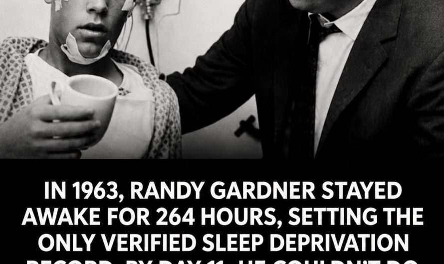 In 1963, Randy Gardner stayed awake for 264 hours (11 days) as part of a sleep-deprivation experiment.