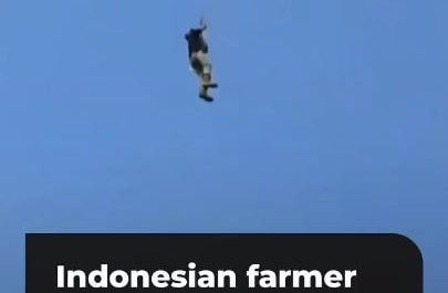Indonesian farmer uses drone for transport