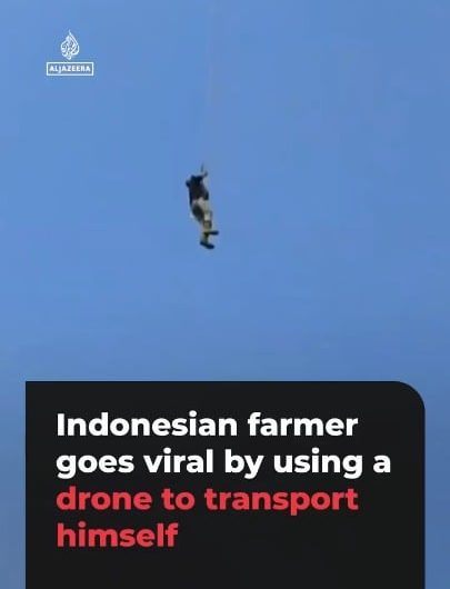 Indonesian farmer uses drone for transport