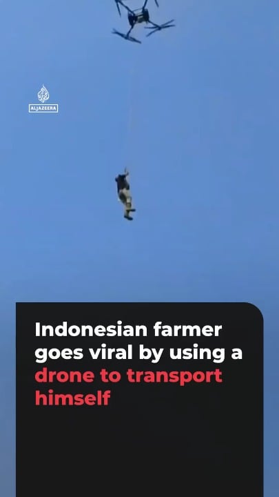 Indonesian farmer uses drone for transport
