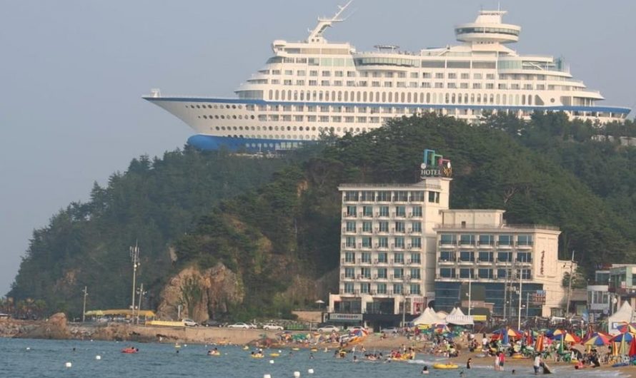 It may look like this Cruise ship got stuck, but it’s actually a hotel resort in South Korea built that way