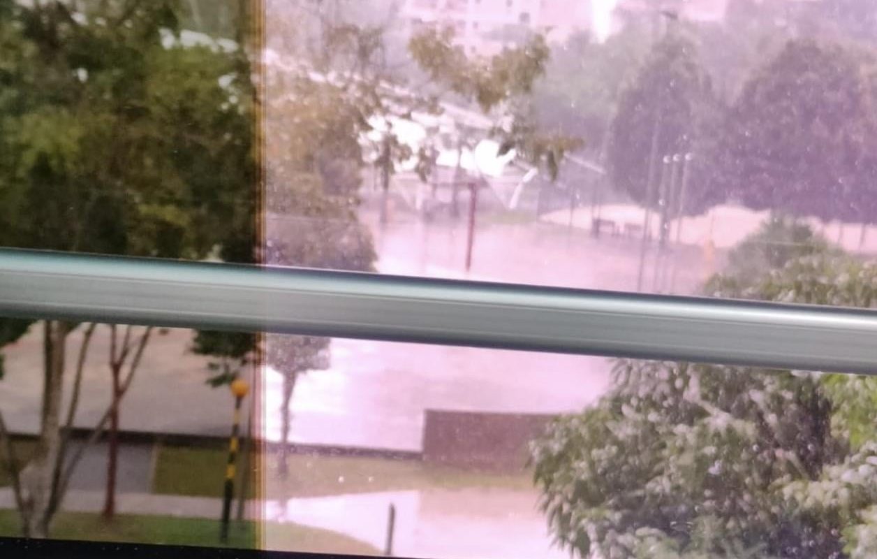 Lightning before and after it hits in the same photo