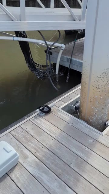 Live electrical wires underwater in the docks