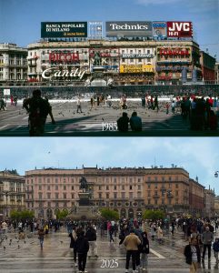 Milan's historic Piazza del Duomo 1985 vs 2025